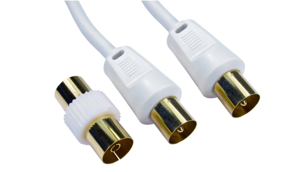 Câble coaxial RS PRO, RF, Connecteur d'antenne TV, / Connecteur d'antenne TV, 15m, Blanc