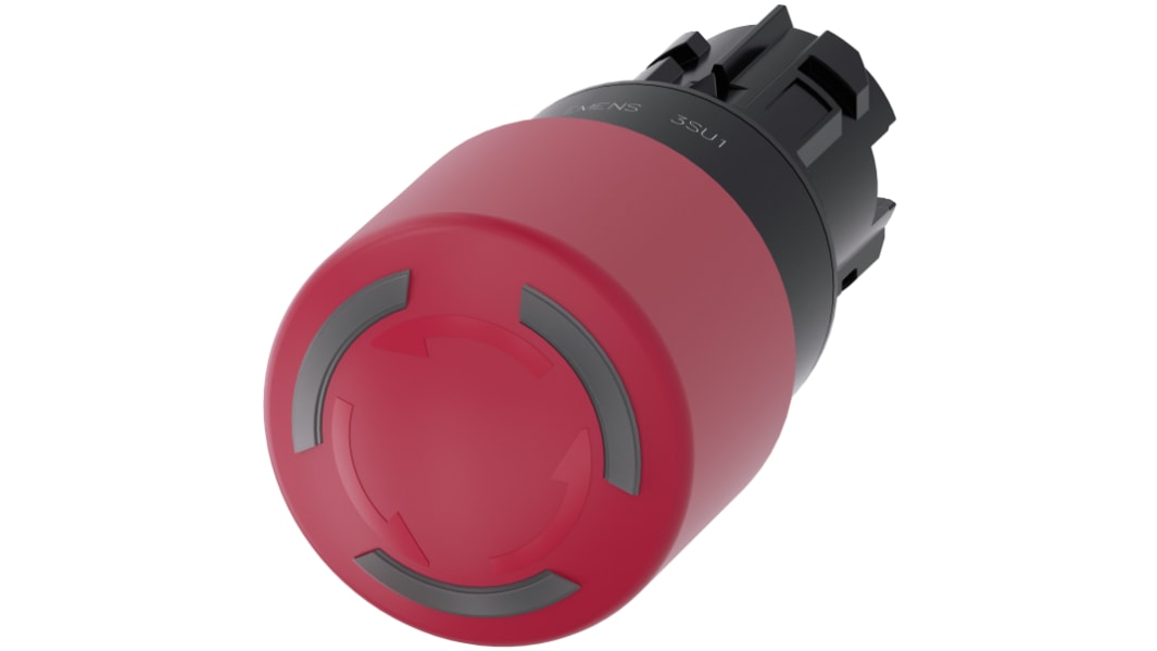 Siemens SIRIUS ACT 3SU10 Not-Aus-Schalter, 22mm, Drehfreigabe, Pilz, Kunststoff, IP66, IP67, IP69 beleuchtet