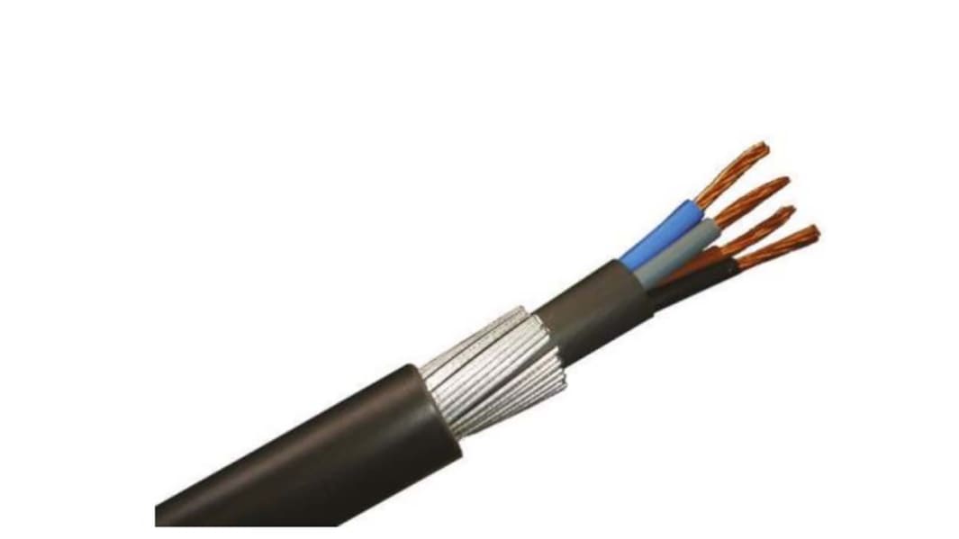 RS PRO, 50m 4 Core, Black PVC Power Cable +90°C