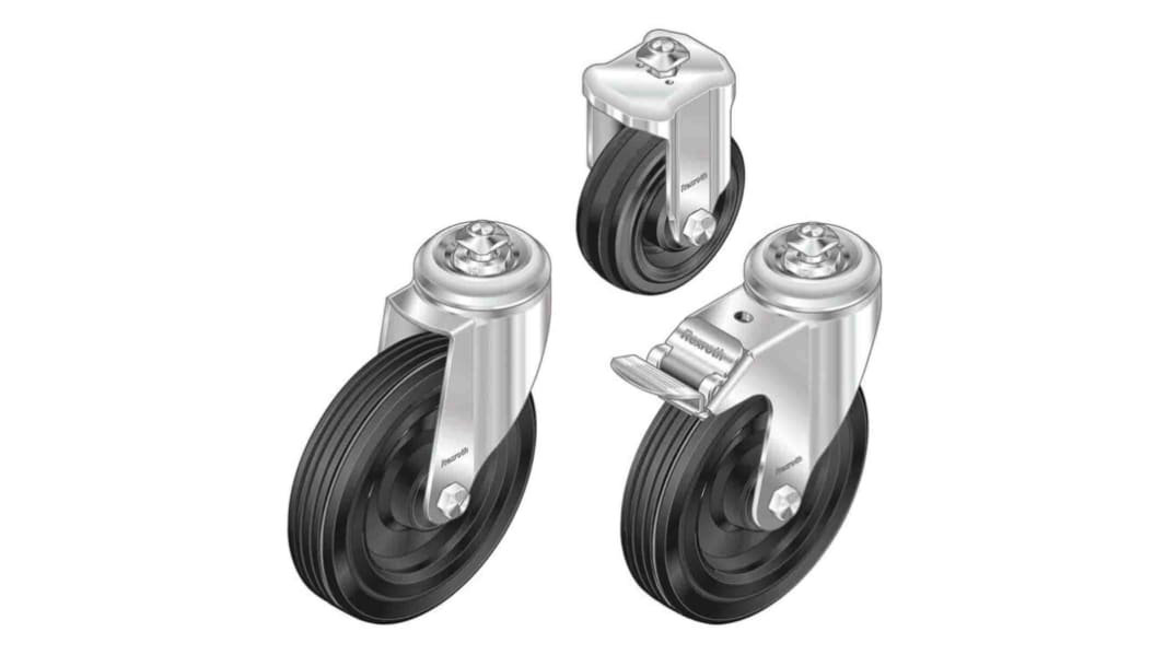 Bosch Rexroth M12 Thread Rubber Castor Wheels, 10mm Groove