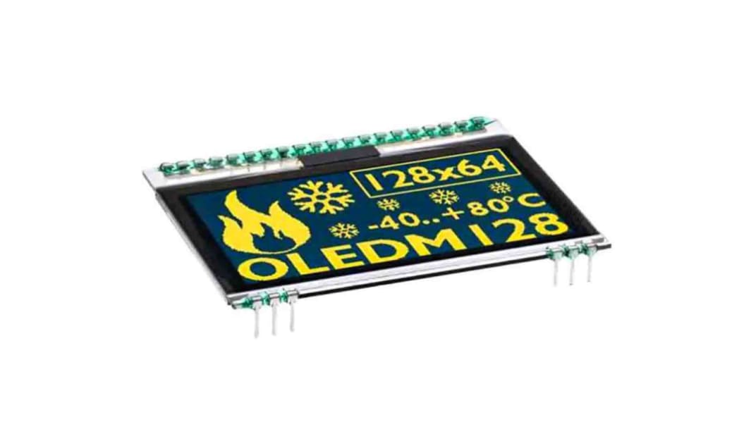 Display Visions 2.3in Yellow Passive matrix OLED Display 128 x 64pixels Graphics I2C, SPI Interface
