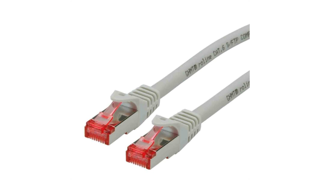 Cable Ethernet Cat6 S/FTP Roline de color Gris, long. 20m, funda de LSZH, Libre de halógenos y bajo nivel de humo (LSZH)
