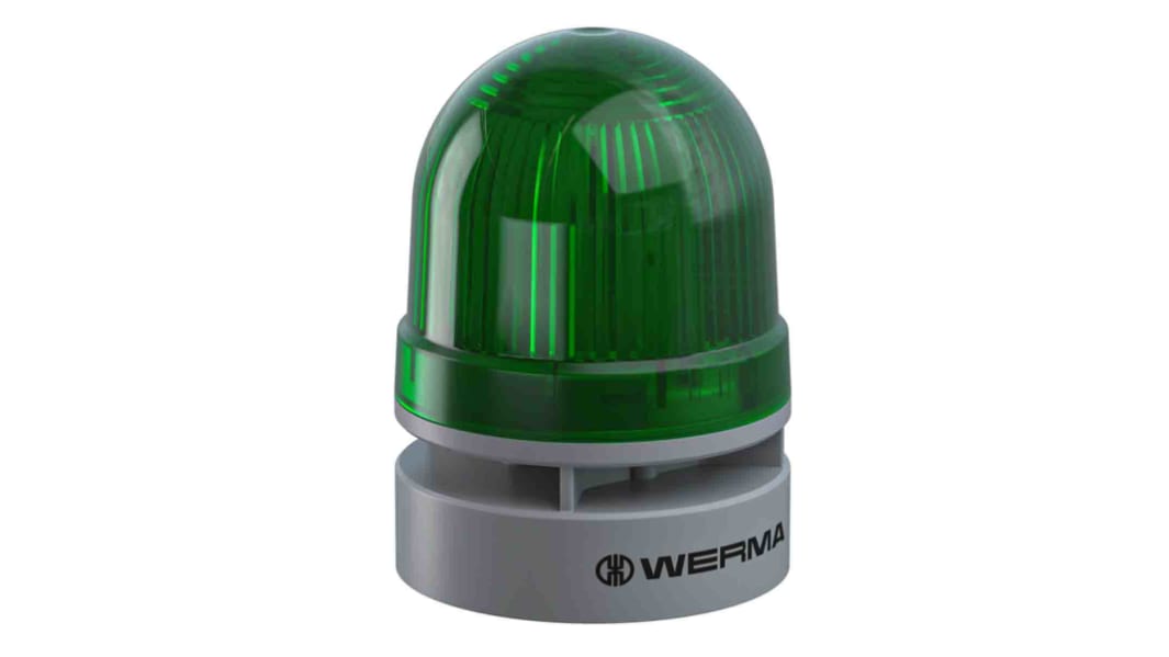 Werma EvoSIGNAL Mini Series Green Sounder Beacon, 12 V ac/dc, IP66, Base Mount, 95dB at 1 Metre