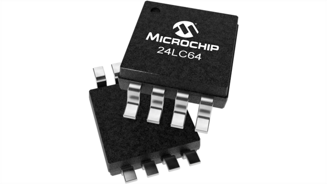 Microchip 64kbit EEPROM-Speicherbaustein, Seriell-I2C Interface, MSOP, 900ns SMD 8K x 8 bit, 8k x 8-Pin 8bit