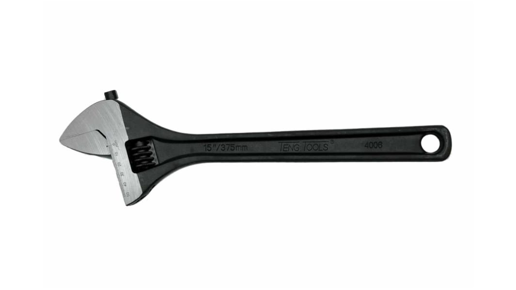 Teng Tools Adjustable Spanner, 375 mm Overall, 50mm Jaw Capacity, Metal Handle