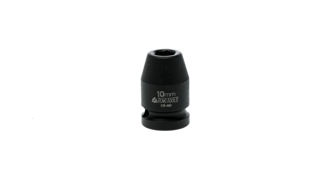 Teng Tools 10 mm, 10 mm, 1/2 in Drive Impact Socket, 25 mm length