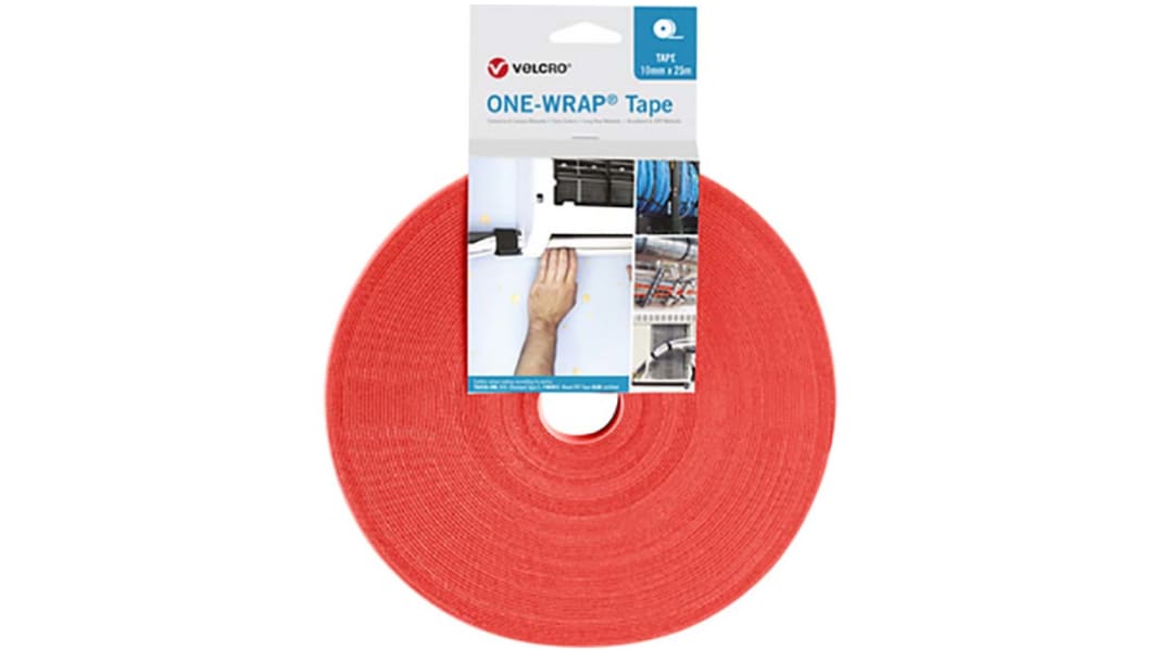 VELCRO® Orange Hook & Loop Tape, 10mm x 25m
