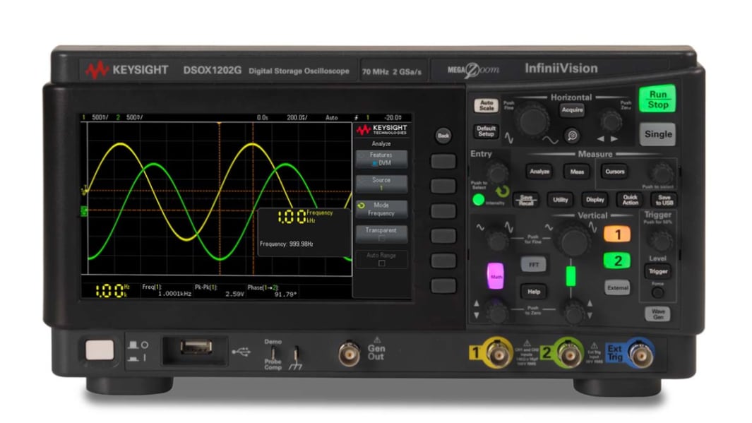 Keysight Technologies DSOX1202G InfiniiVision 1000 X Series, 70MHz Bench Oscilloscope, 2 Analogue Channels - RS