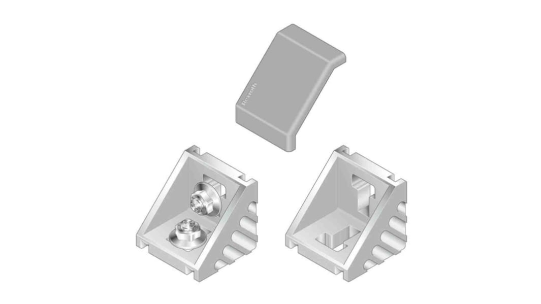 Bosch Rexroth Angular Cover Cap, Connecting Component, Strut Profile 50 mm, Groove Size 10mm
