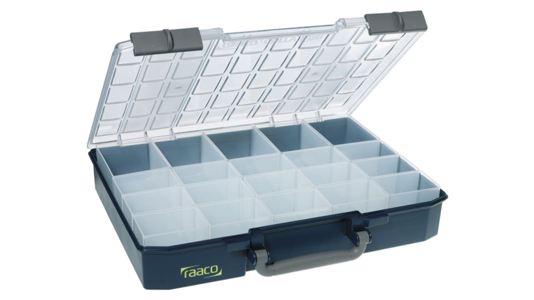 Contenitore modulare Raaco in PC, PP, 20 scomparti, 80mm x 415mm x 330mm, Coperchio trasparente