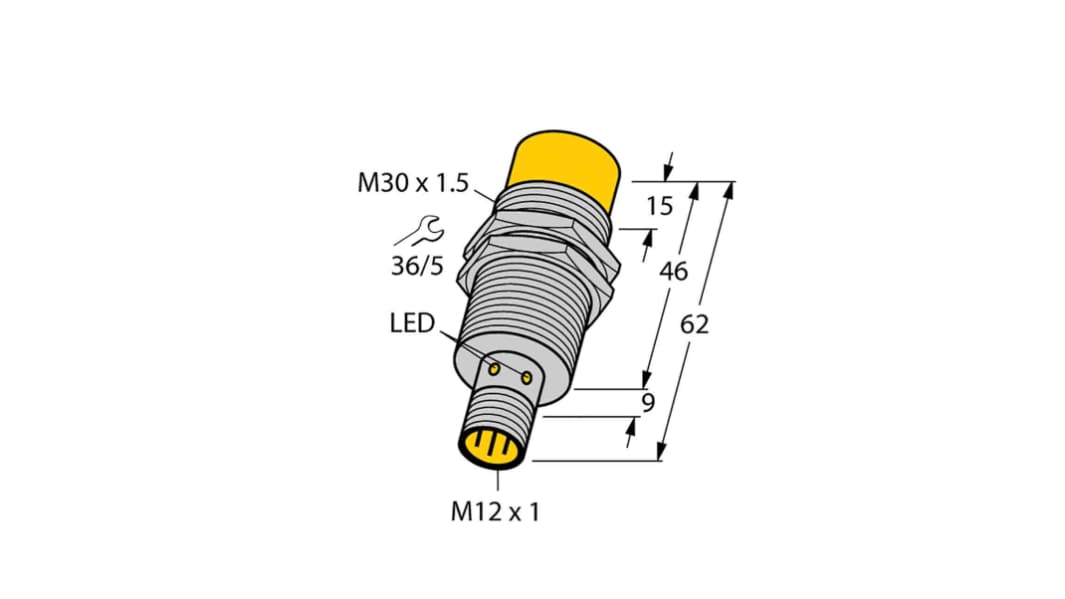 Capteur de proximité Turck, M30, Détection 30 mm, PNP NO+NC, 15 → 30 V c.c.