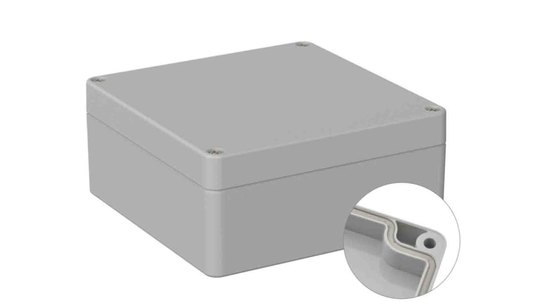 RS PRO Grey ABS General Purpose Enclosure, IP66, IK07, Grey Lid, 120 x 122 x 55mm
