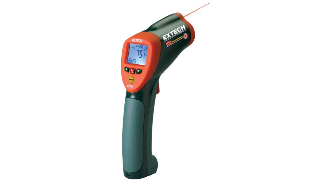 Thermomètre infrarouge 42545 Extech max. +1000°C, optique 50:1, Etalonné RS