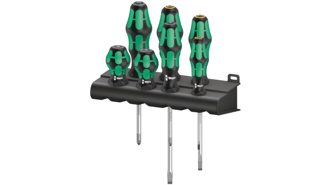 Jeu de tournevis standard Wera, Pozidriv, Fendu, 7 pièces
