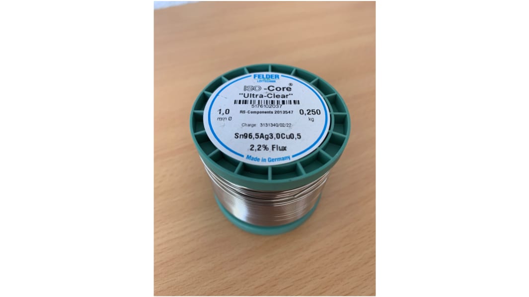 Lega saldante senza piombo Felder Lottechnik, Ø 1mm, punto fusione 217°C, 250g