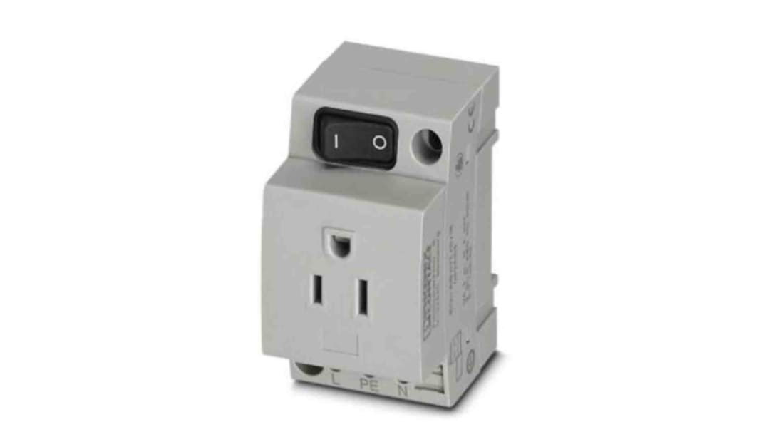 Prise secteur Femelle Phoenix Contact, 125 V, 15A, Rail DIN