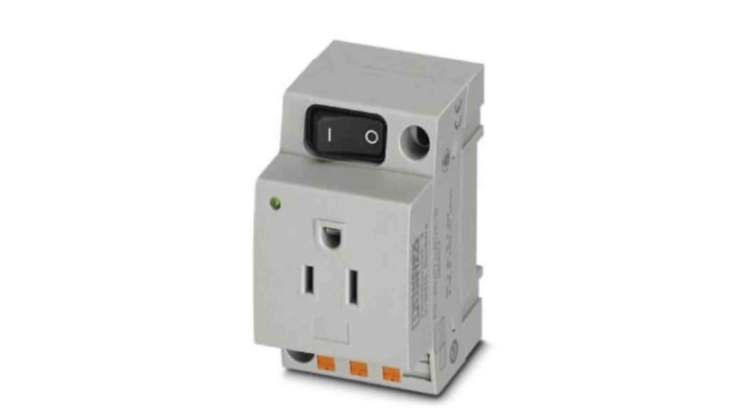 Prise secteur Femelle Phoenix Contact, 125 V, 15A, Rail DIN