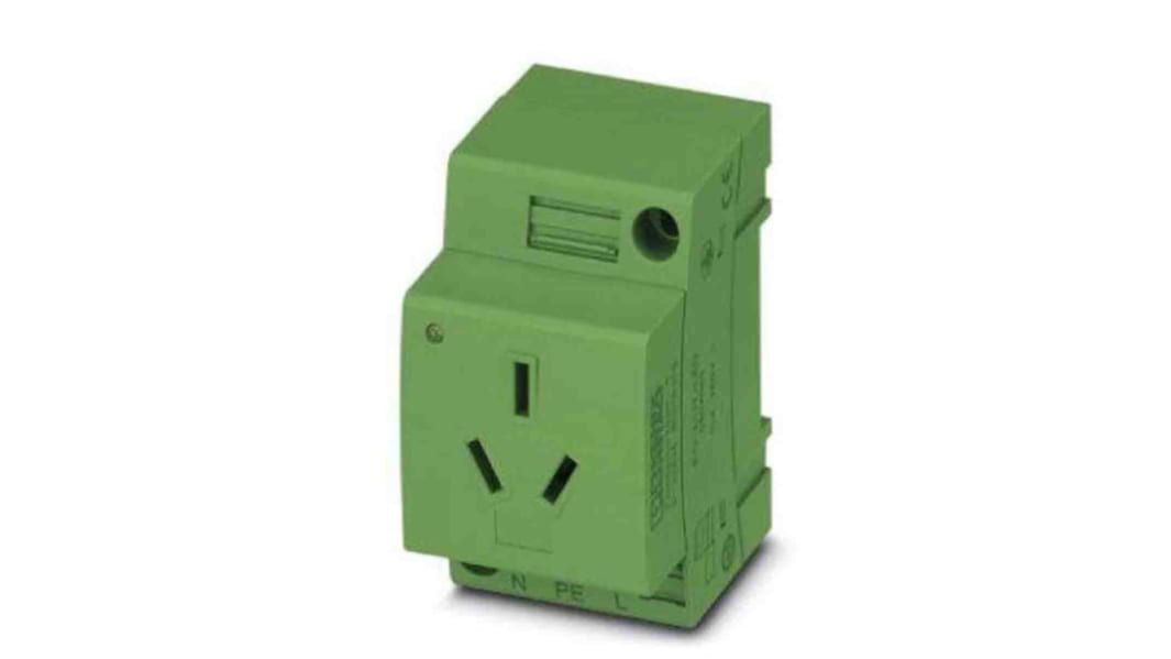 Prise secteur Femelle Phoenix Contact, 250 V, 10A, Rail DIN