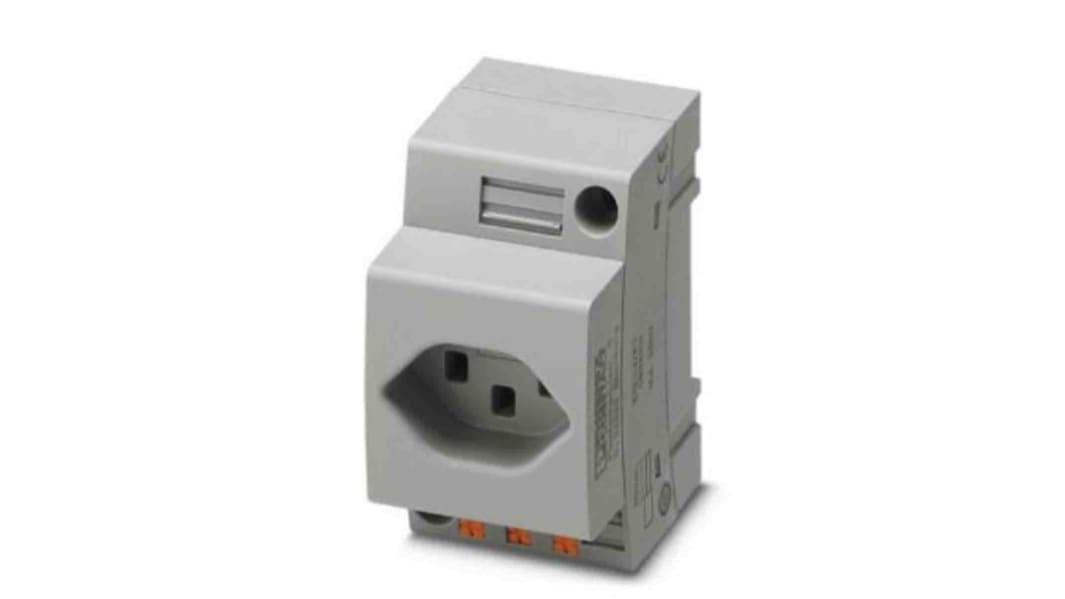 Prise secteur Femelle Phoenix Contact, 250 V, 16A, Rail DIN