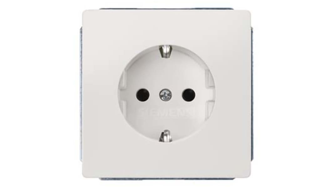 Siemens DELTA White 1 Gang Electrical Socket, 2 Poles, 16A, Schuko, Indoor Use