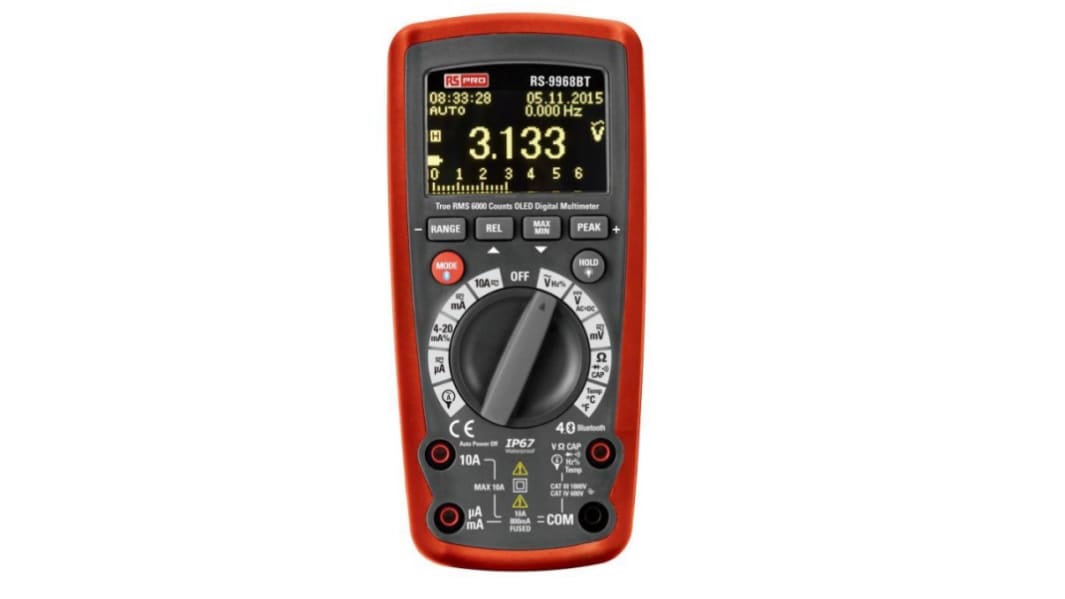 Multímetro RS PRO RS-9968BT, 1000V ac/1000V dc, 10A ac/10A dc, TRMS, CAT III 1000V, CAT III, CAT IV