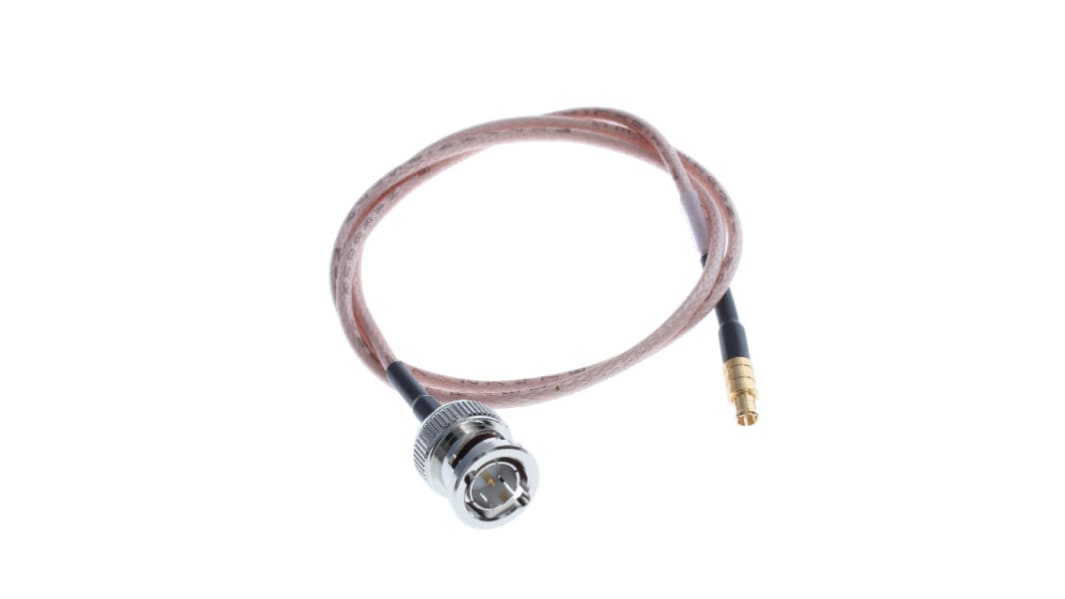 Cable coaxial RF Samtec, 75 Ω, con. A: MCX, con. B: BNC, long. 600mm, funda de Etileno Propileno Fluorado (FEP) Ámbar