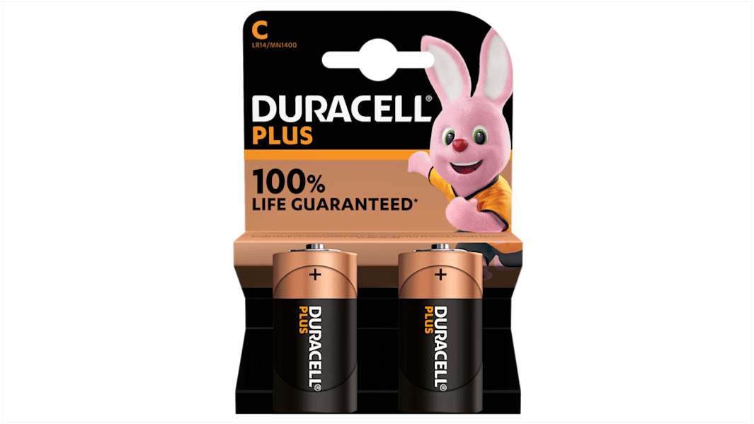 Duracell 単2電池 アルカリ電池 ,公称電圧1.5V フラット C +/PWR P2 RS