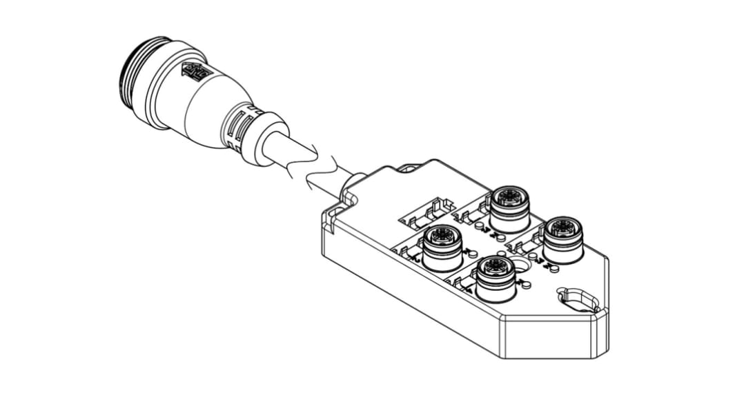 Brad from Molex 120119 Series Sensor Box, 1m cable, 5 way, 4 port