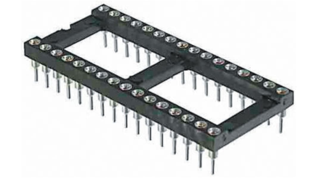 Zoccolo DIL Winslow a 14 vie, passo 2.54mm, spaziatura file 7.62mm, Foro passante, tipo Telaio aperto