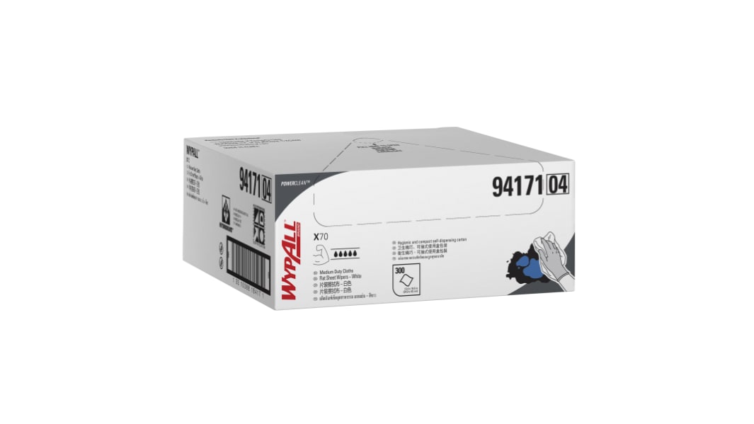 WYPALL X70 Single Sheet Wipers (94171) Dry Medium-duty Multi-Purpose Wipes, Pack of 300, 35cm