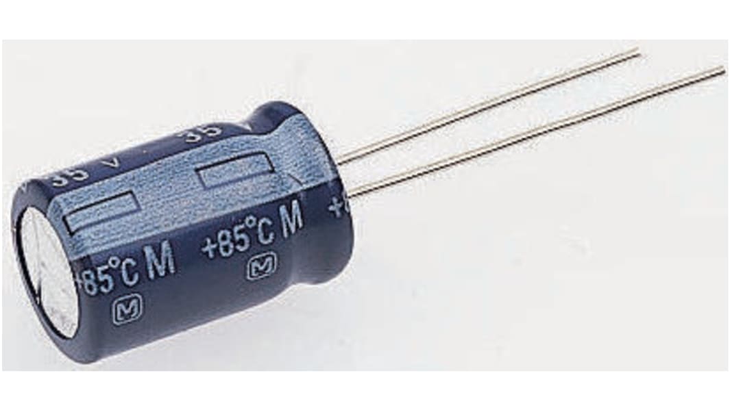 Condensador electrolítico Panasonic serie ED RADIAL, 82μF, ±20%, 200V dc, Radial, Orificio pasante, 16 (Dia.) x 20mm,