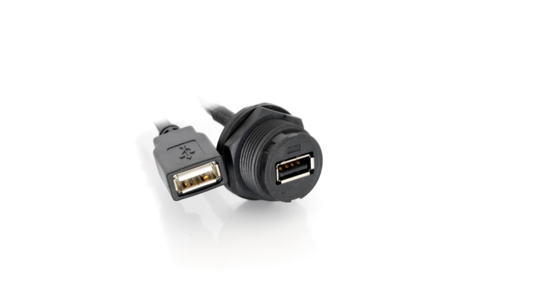 Connecteur USB-A 2.0 A Femelle RS PRO ports, Montage panneau, Droit