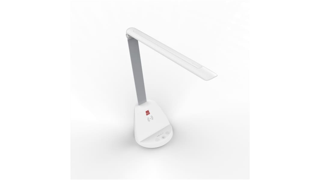 Lámpara de escritorio con cargador inalámbrico LED RS PRO, Brazo Ajustable, 12 V dc, 5 W