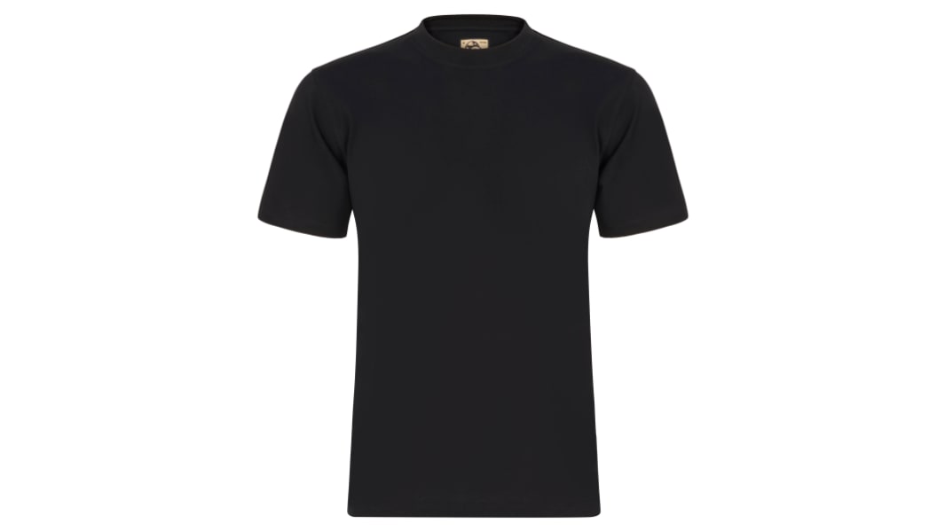 Orn Black Cotton, Recycled Polyester Short Sleeve T-Shirt, UK- M, EUR- M