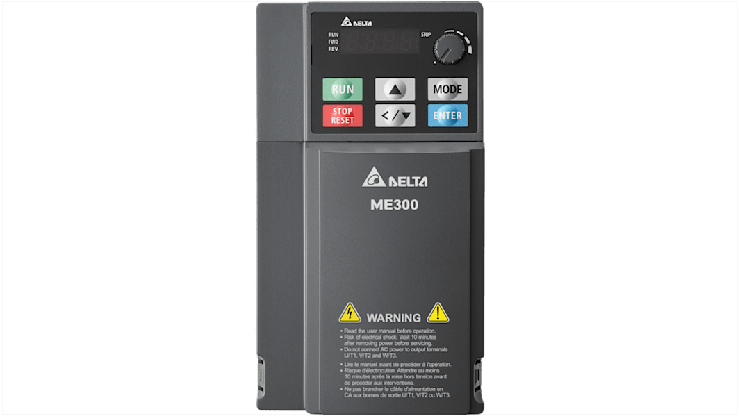 Delta Electronics Inverter Drive, 3.7 kW, 3 Phase, 460 V, 9 A, VFD-ME Series