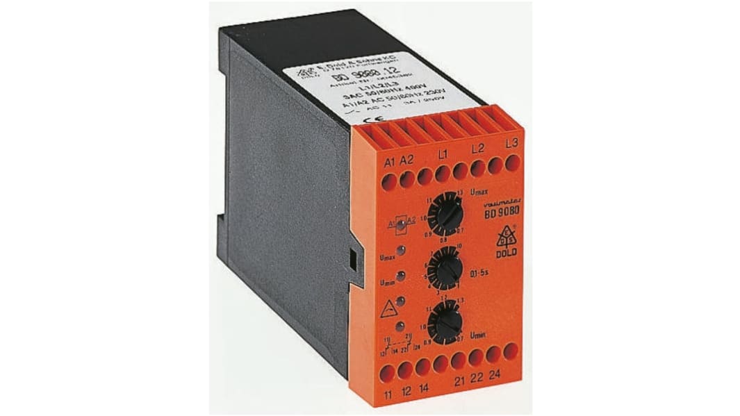 Dold Phase, Voltage Monitoring Relay, 3 Phase, DPDT, DIN Rail