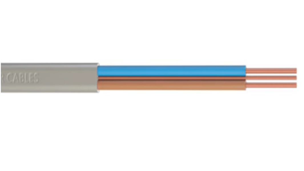 RS PRO Netzkabel, 2-adrig Typ Leistung Grau x 6 mm² 47 A, 5m, 300/500 V, PVC