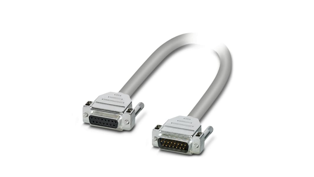 Phoenix Contact Female 15 Pin D-sub to Male 15 Pin D-sub Cable, 500mm