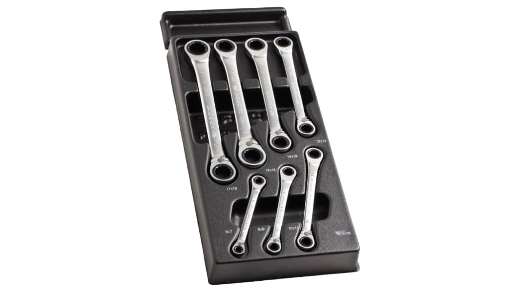 Facom 65 Series Ratchet Polygon Wrenches Series 7-Piece Ring Spanner Set, 6 in, 7 in, 8 in, 9 in, 10 in, 11 in, 12 in,