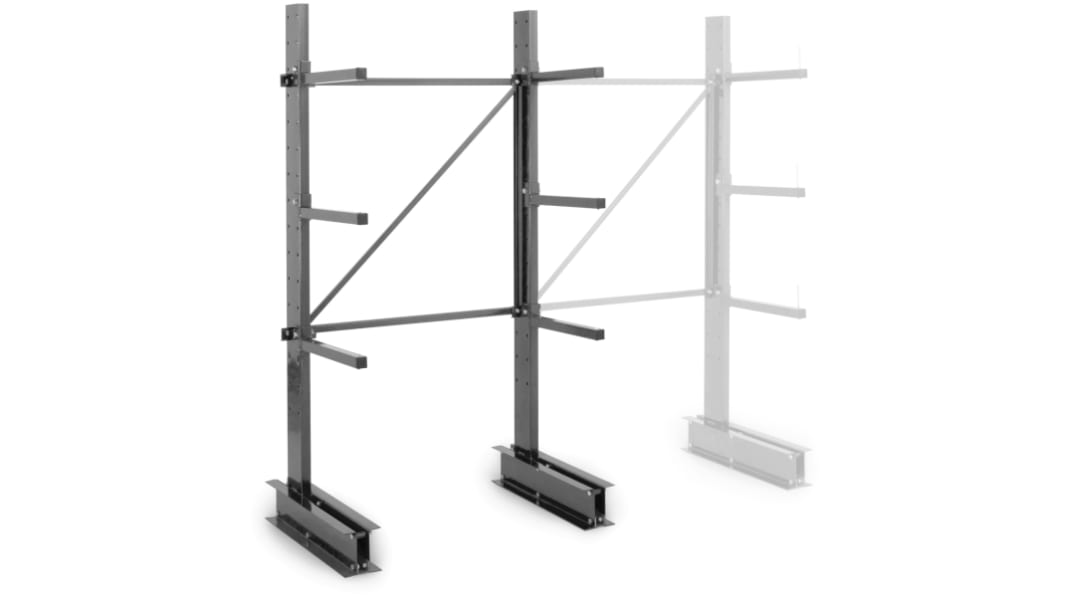 Manorga Regal Typ Regal Starterset aus Stahl in Dunkelgrau, 186kg, 2000mm, 1000mm x 1000mm x 800mm