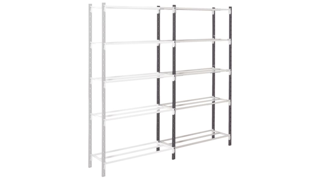 Manorga RAL 7035 Light Grey 5 Shelf Sheet Steel Quickshelf Extension Bay, 2000mm x 1500mm, 1000mm, 94kg Load