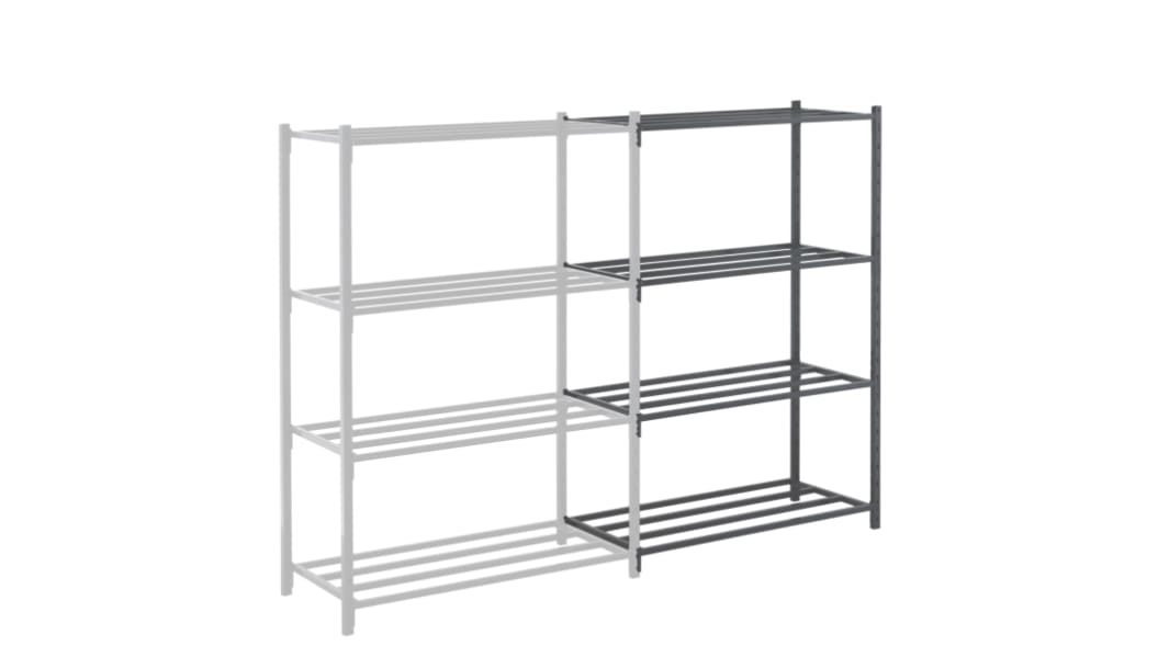 Manorga Verlängerungssockel Fachbodenregale, 4 Regale, Stahlblech, RAL 7024, 2000mm x 1010mm, 600mm, 500kg Last