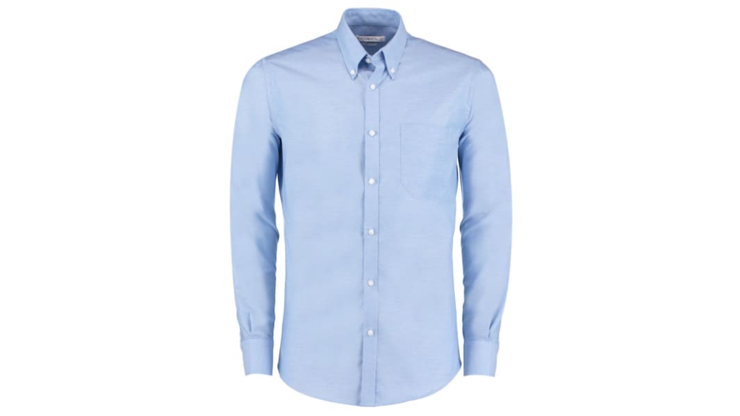 Camicia da lavoro Azzurro a maniche lunghe Kustom Kit KK184 da Uomo, in 30% Poliestere, 70% Cotone
