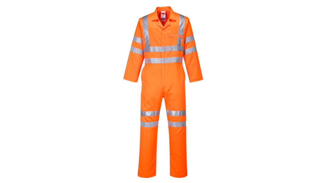 Portwest Orange Reusable Hi Vis Overalls, XL