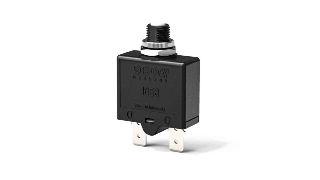ETA Thermal Circuit Breaker - 1658  Single Pole 250V Voltage Rating Panel Mount, 10A Current Rating