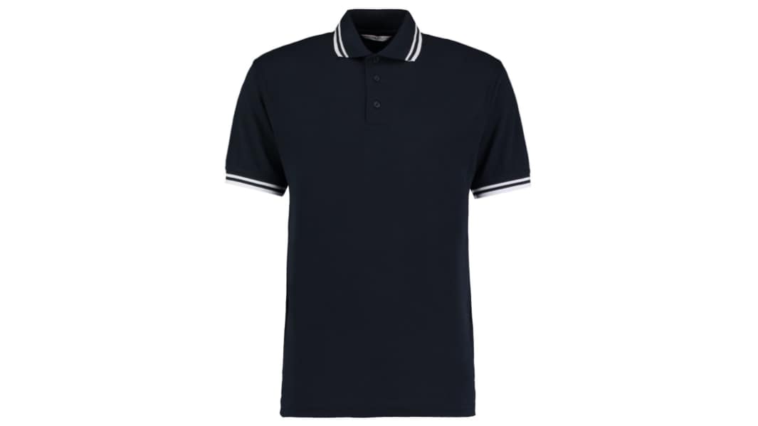Polo manches courtes Kustom Kit KK409, Bleu marine/Blanc, taille M, en 35 % coton, 65 % polyester