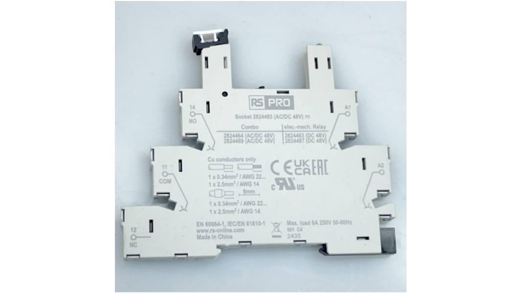 RS PRO 24V ac/dc DIN Rail Relay Socket, for use with RS PRO 1 Pole PCB Relays