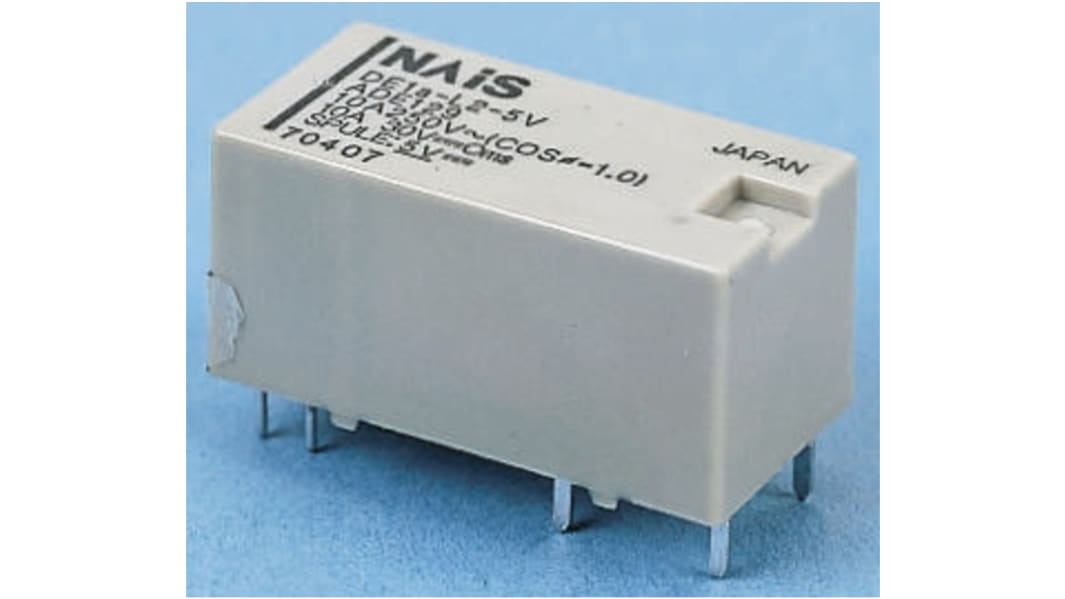 Panasonic PCB Mount Latching Power Relay, 5V dc Coil, 8A Switching Current, SPST