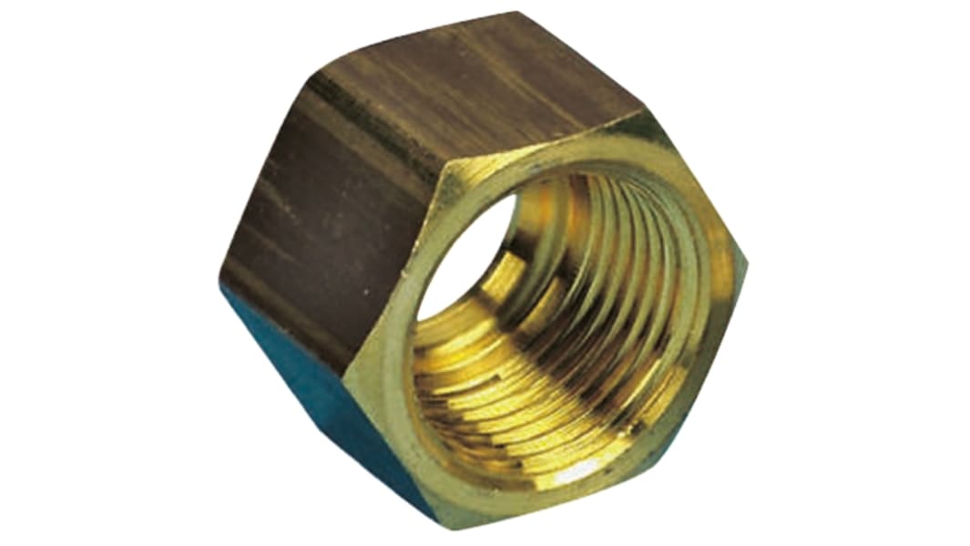 Legris Brass Pipe Fitting Compression Nut, Female Metric M10 to Female 6mm