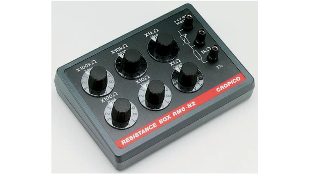 Caja de décadas resistiva Cropico, calibrado UKAS, 1Ω → 100kΩ, resolución 1Ω, 1Ω, precisión ±1%, 0.6W